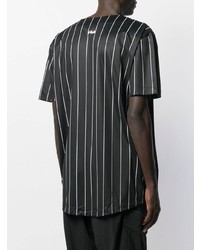 Chemise à manches courtes à rayures verticales noire et blanche Fila