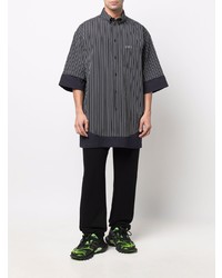 Chemise à manches courtes à rayures verticales noire et blanche Balenciaga