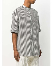 Chemise à manches courtes à rayures verticales noire et blanche Haider Ackermann