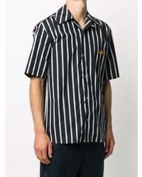 Chemise à manches courtes à rayures verticales noire et blanche Off-White