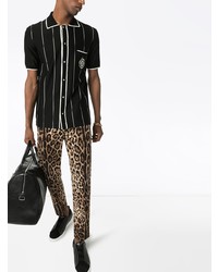 Chemise à manches courtes à rayures verticales noire et blanche Dolce & Gabbana