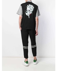 Chemise à manches courtes à rayures verticales noire et blanche Alexander McQueen