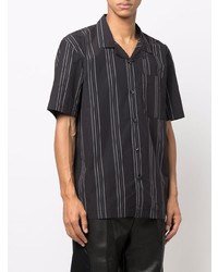 Chemise à manches courtes à rayures verticales noire Han Kjobenhavn