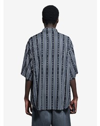 Chemise à manches courtes à rayures verticales noire Balenciaga