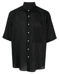 Chemise à manches courtes à rayures verticales noire Low Brand