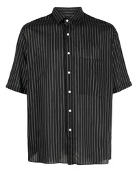 Chemise à manches courtes à rayures verticales noire Low Brand