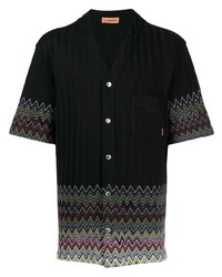 Chemise à manches courtes à rayures verticales noire Missoni