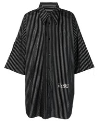 Chemise à manches courtes à rayures verticales noire MM6 MAISON MARGIELA
