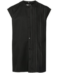 Chemise à manches courtes à rayures verticales noire Oamc