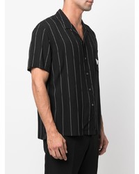 Chemise à manches courtes à rayures verticales noire Emporio Armani