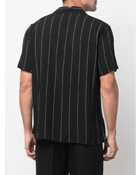 Chemise à manches courtes à rayures verticales noire Emporio Armani