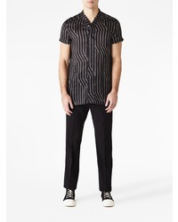 Chemise à manches courtes à rayures verticales noire Rick Owens