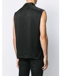 Chemise à manches courtes à rayures verticales noire Saint Laurent