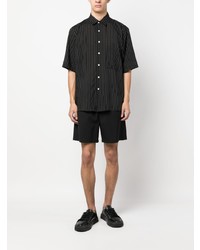 Chemise à manches courtes à rayures verticales noire Low Brand