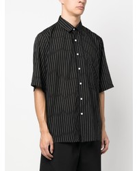 Chemise à manches courtes à rayures verticales noire Low Brand