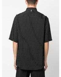 Chemise à manches courtes à rayures verticales noire Low Brand