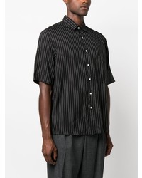 Chemise à manches courtes à rayures verticales noire Low Brand