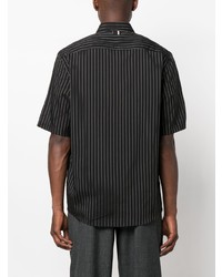 Chemise à manches courtes à rayures verticales noire Low Brand