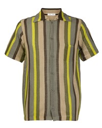Chemise à manches courtes à rayures verticales olive Cmmn Swdn