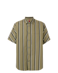 Chemise à manches courtes à rayures verticales olive Oamc