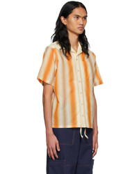 Chemise à manches courtes à rayures verticales orange Wales Bonner