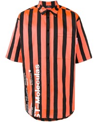 Chemise à manches courtes à rayures verticales orange Marcelo Burlon County of Milan