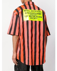 Chemise à manches courtes à rayures verticales orange Marcelo Burlon County of Milan