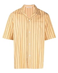 Chemise à manches courtes à rayures verticales orange Wood Wood