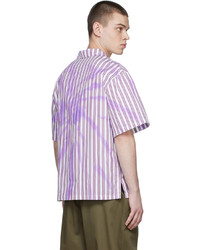Chemise à manches courtes à rayures verticales pourpre MSGM