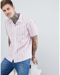 Chemise à manches courtes à rayures verticales rose ASOS DESIGN