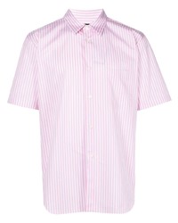 Chemise à manches courtes à rayures verticales rose Comme des Garcons Homme Deux