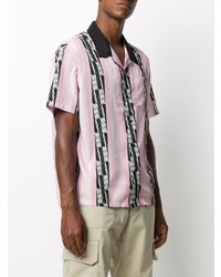 Chemise à manches courtes à rayures verticales rose Stussy