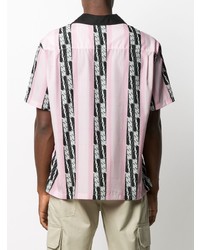 Chemise à manches courtes à rayures verticales rose Stussy