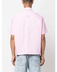 Chemise à manches courtes à rayures verticales rose PALMER