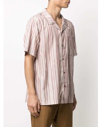 Chemise à manches courtes à rayures verticales rose Han Kjobenhavn