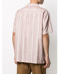 Chemise à manches courtes à rayures verticales rose Han Kjobenhavn