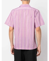 Chemise à manches courtes à rayures verticales rose Wales Bonner