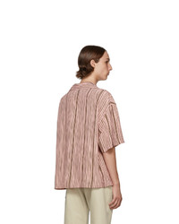 Chemise à manches courtes à rayures verticales rose Prada
