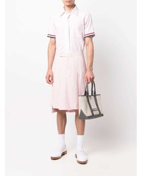 Chemise à manches courtes à rayures verticales rose Thom Browne