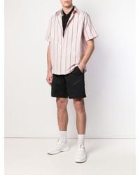 Chemise à manches courtes à rayures verticales rose MSGM