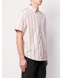 Chemise à manches courtes à rayures verticales rose MSGM