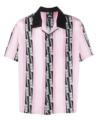 Chemise à manches courtes à rayures verticales rose Stussy