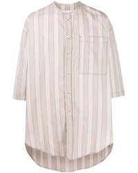 Chemise à manches courtes à rayures verticales rose Sunnei