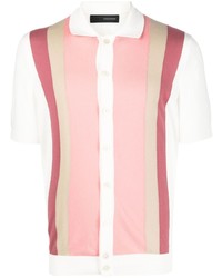 Chemise à manches courtes à rayures verticales rose Tagliatore