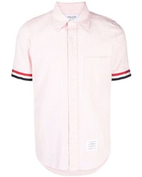 Chemise à manches courtes à rayures verticales rose Thom Browne