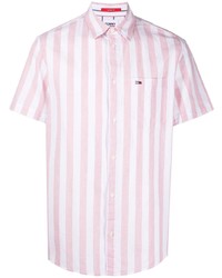 Chemise à manches courtes à rayures verticales rose Tommy Jeans