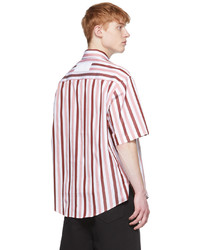 Chemise à manches courtes à rayures verticales rose AMI Alexandre Mattiussi