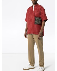 Chemise à manches courtes à rayures verticales rouge Nicholas Daley