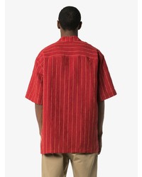 Chemise à manches courtes à rayures verticales rouge Nicholas Daley