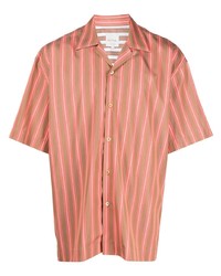 Chemise à manches courtes à rayures verticales rouge Paul Smith